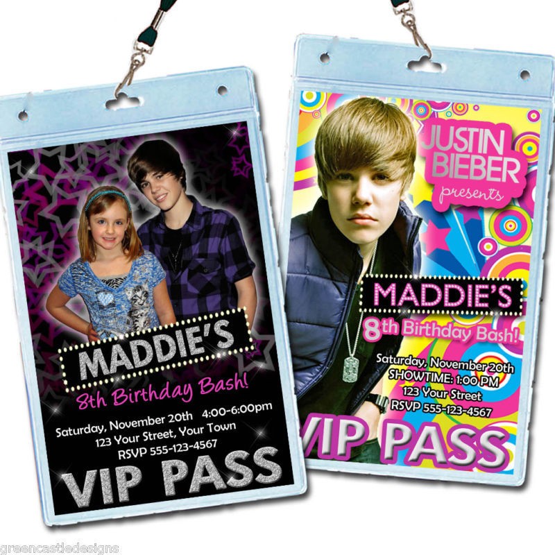 justin bieber birthday party invitations favors vip  2 00 