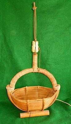 Lamp Vintage Antique Rattan Wicker Reed Mid Century Modern Basket 