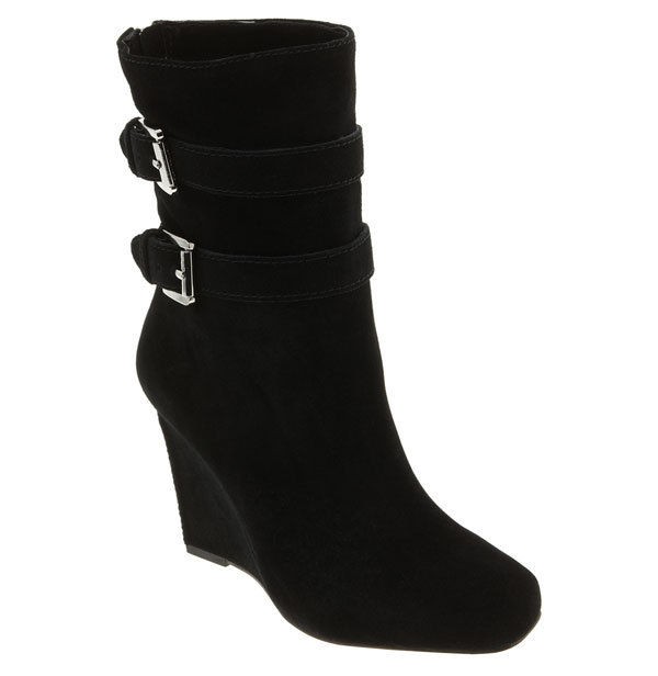 MICHAEL KORS PARKER SUEDE DOUBLE LOGO BUCKLE ZIPPER SEXY WEDGE BOOTS