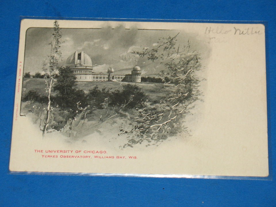 rare OLD UNIVERSITY OF CHICAGO YERKES OBSERVATORY WILLIAMS BAY,WIS 