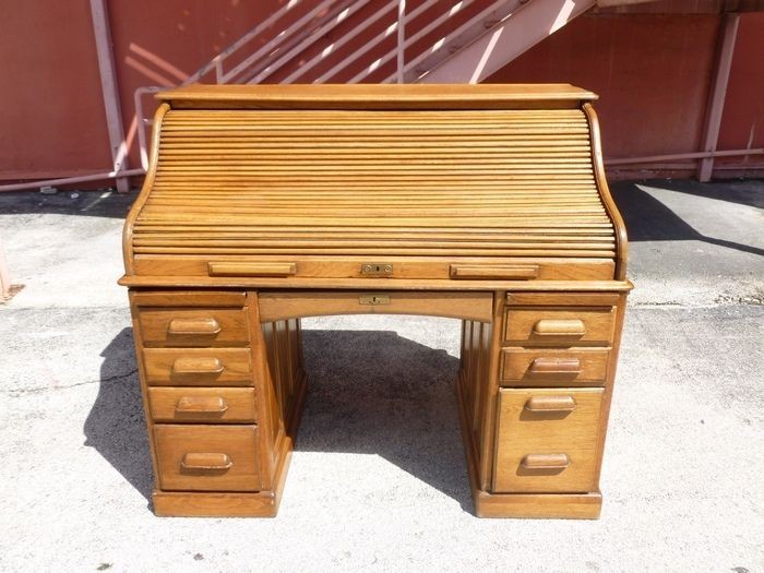 large victorian oak roll top desk  999