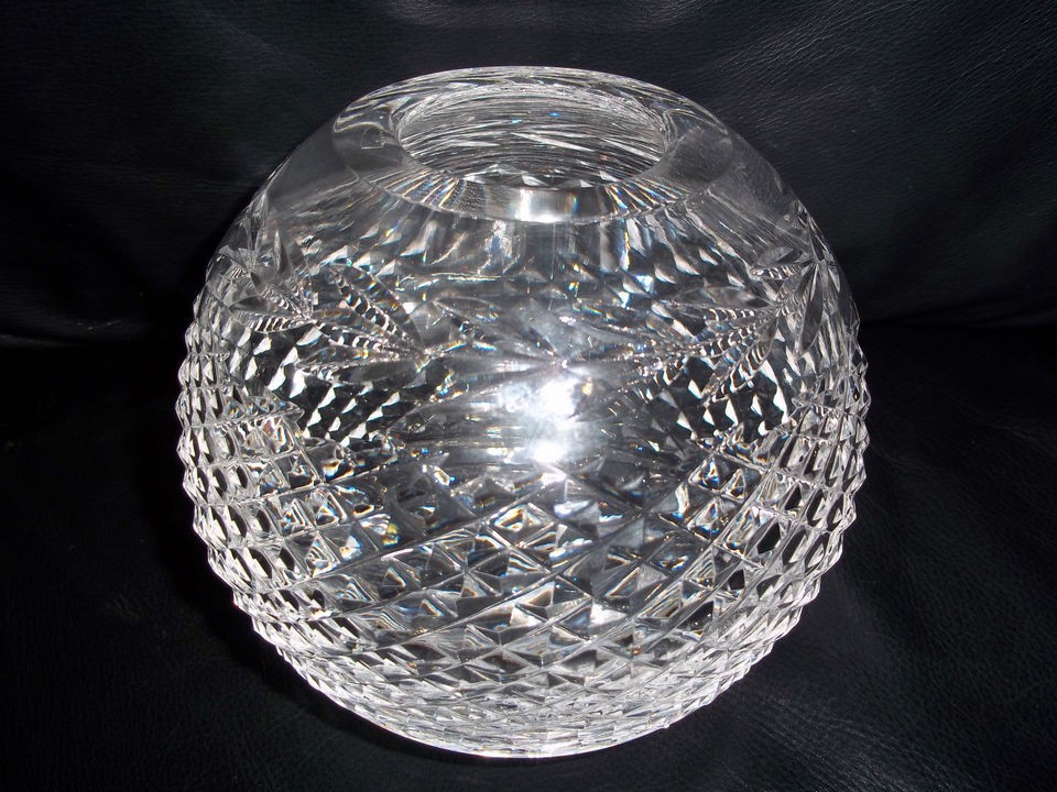 VINTAGE WATERFORD CRYSTAL GLANDORE PATTERN ROSE BOWL VASE / CANDLE 