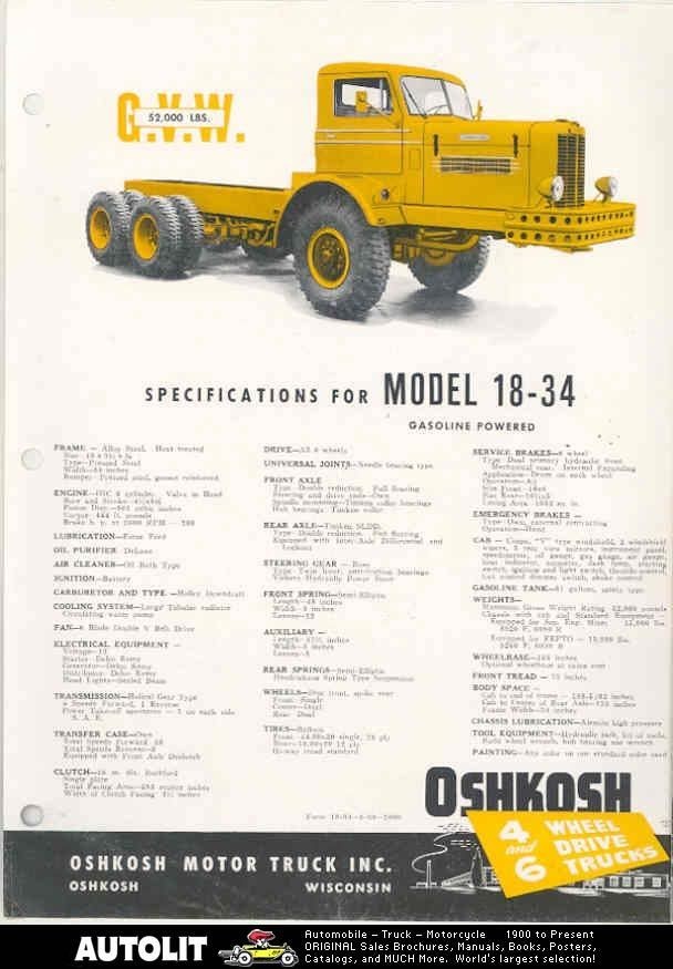 1959 oshkosh 18 34 26 ton tandem tractor truck brochure