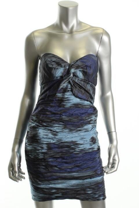 Nicole Miller NEW Blue Twist Front Strapless Cocktail, Evening Dress 