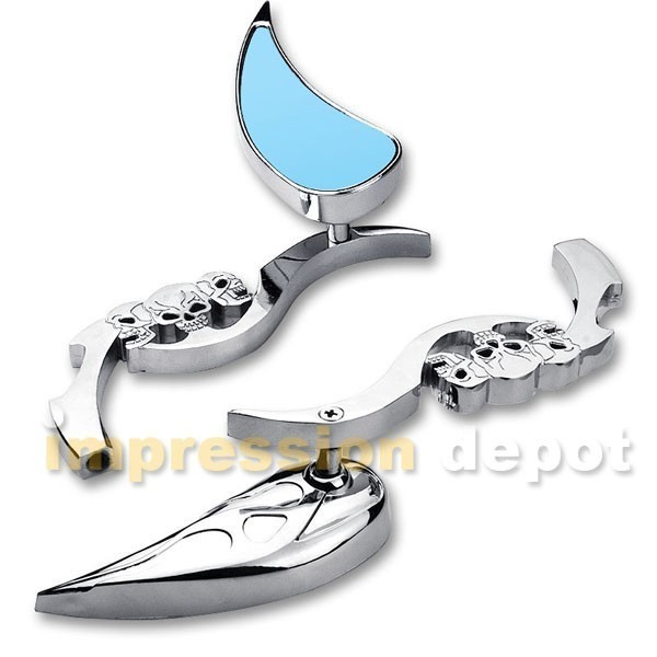 2x Custom Chrome Skull Teardrop Side Mirror For Harley Softail 