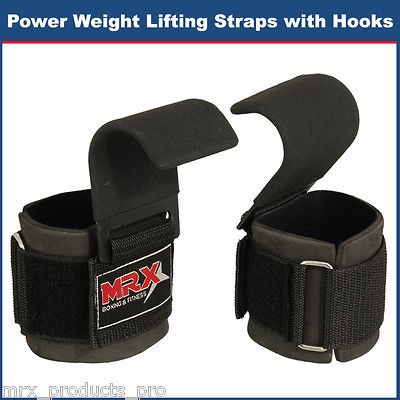 MRX POWER WEIGHT LIFTING TRAINING WRIST SUPPORT GYM STRAPS HOOK BAR 