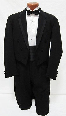 Mens Black Chaps Hudson Fulldress Six Button Notch Tuxedo Tailcoat 