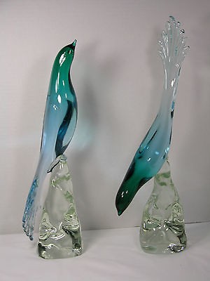 VINTAGE MURANO SEGUSO FORMIA BIRD SCULPTURES 18 TALL (2) * FREE 