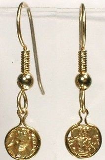 exquisite 17thc mysore india 21kt gold fanam earrings time left