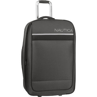 NAUTICA EXPANDABLE BLACK SILVER 28 SUITCASE LUGGAGE $260 VALUE NEW