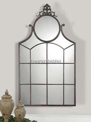   52 Iron WINDOWPANE Paneled Wall Mirror Mantle Window 