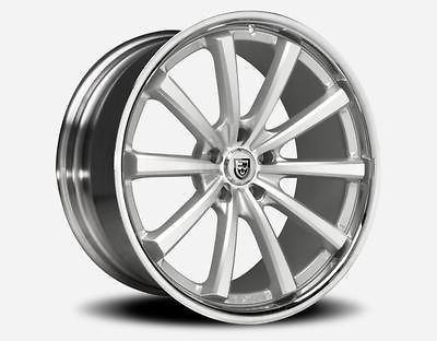 22 INCH 22x10.5 LEXANI CVX 55 STAGGERED SILVER / CHROME LIP 5 & 6 LUG 