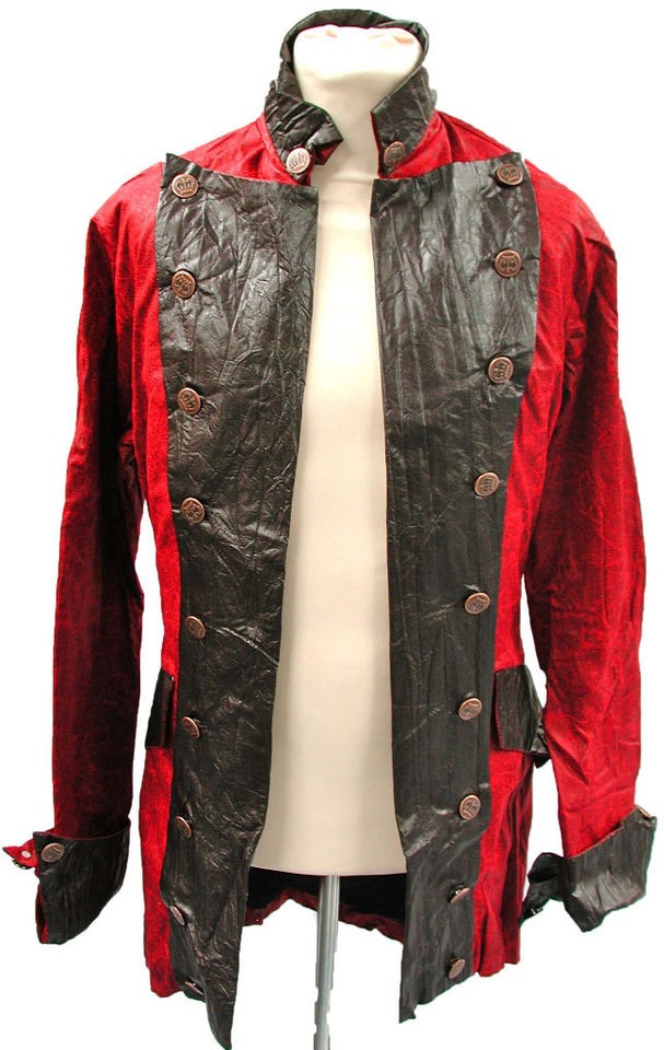 Raven Gothic Red/black leather look Pirate Jacket