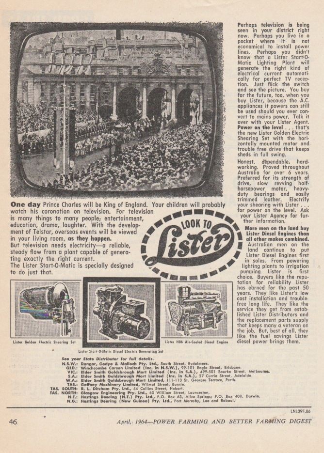 Vintage 1964 LISTER DIESEL ENGINES & GOLDEN ELECTRIC SHEARING SET 