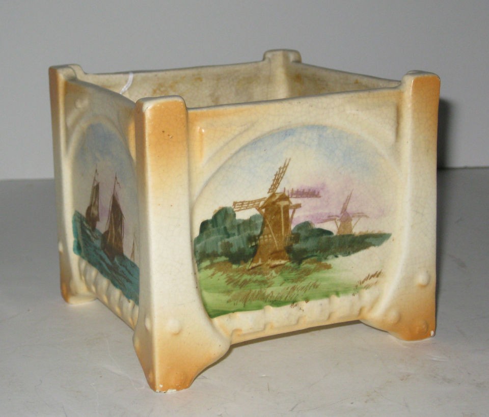 Roseville Pottery Square Planter Jardiniere Dutch Scenes 