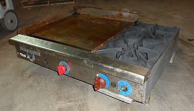   DELUX  HD COMMERCIAL 36 NATURAL GAS C TOP GRIDDLE W/2 BURNER STOVE