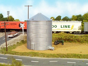 33 SCALE FOOT TALL CORRUGATED GRAIN BIN KIT IN HO SCALE  DOOR & VENTS 