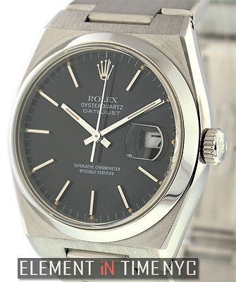 Rolex Datejust OysterQuartz Stainless Steel Black Stick Dial 36mm 