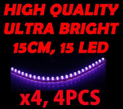 12V 15 LED PURPLE Strip Light Lazer Under glow Sofa, Bed, Table, TV 