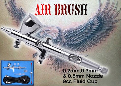   Dual Action Gravity Feed Airbrush Kit Paint Spray Gun Hose Set Makeup