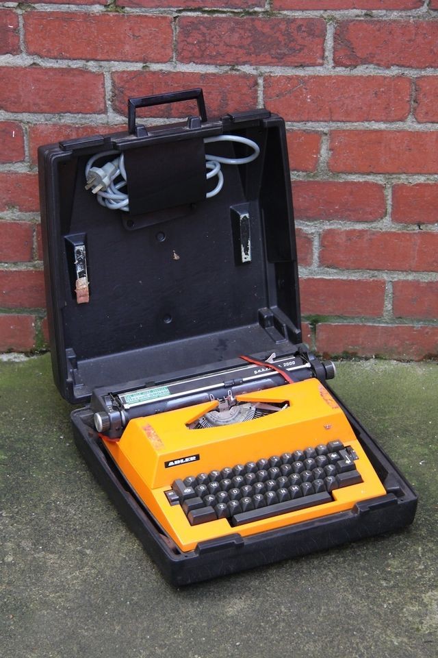 vintage industrial retro german adler typewriter with case