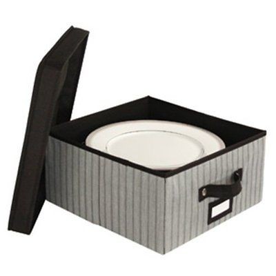 Richards Homewares China Storage Dinner Plate Chest Gray & Black 