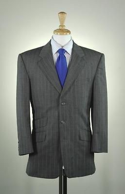 RICHARD JAMES* Savile Row Gray w/ Yellow Pinstripe 3 Btn Slim Wool 