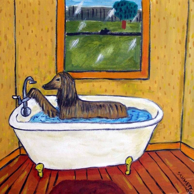 Afghan Hound BATH picture 4.25 dog pet art tile coaster