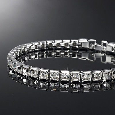 Silver Layered Tennis Bracelet Featuring 34 Swarovski Crystals $ 