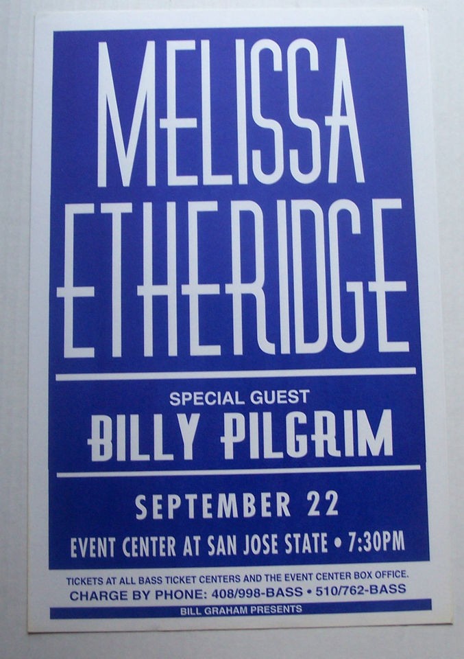 1994 MELISSA ETHERIDGE   San Jose State Concert Poster   BILLY 