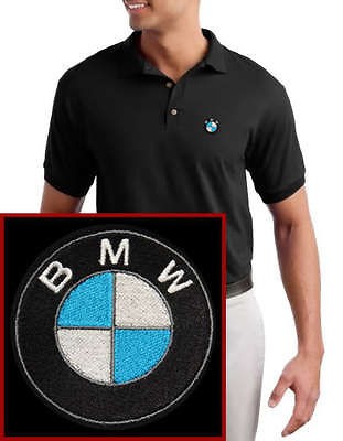 bmw embroidered car logo black polo shirt new