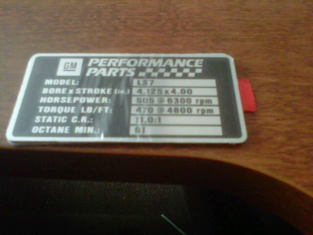 gm performance ls 7 engine plaque  21