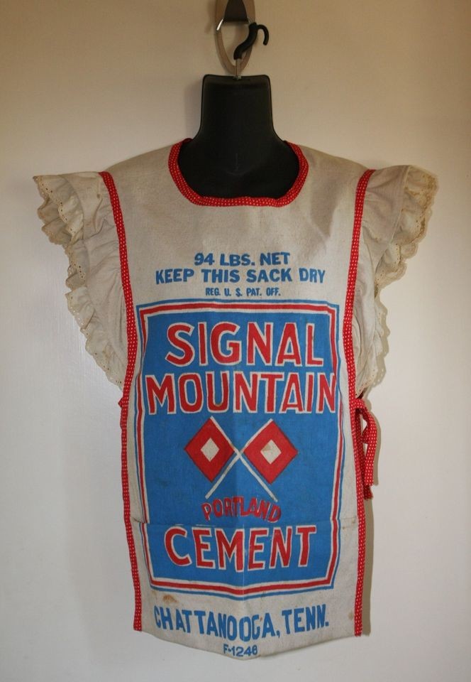   Hand Crafted Kitchen Apron SIGNAL MOUNTAIN Portland CEMENT bag Tenn