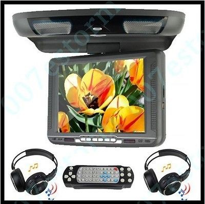 Gray 10.4 Flip Down Car DVD Player Overhead USB SD Games Free IR 