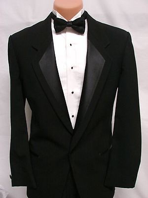 40 R After Six Black Traditional Notch Tuxedo Prom Wedding Wool Tux 