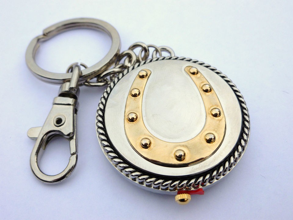 Western HORSESHOE Pocket Watch, Key Chain, Purse Charm, Geneva, Two 