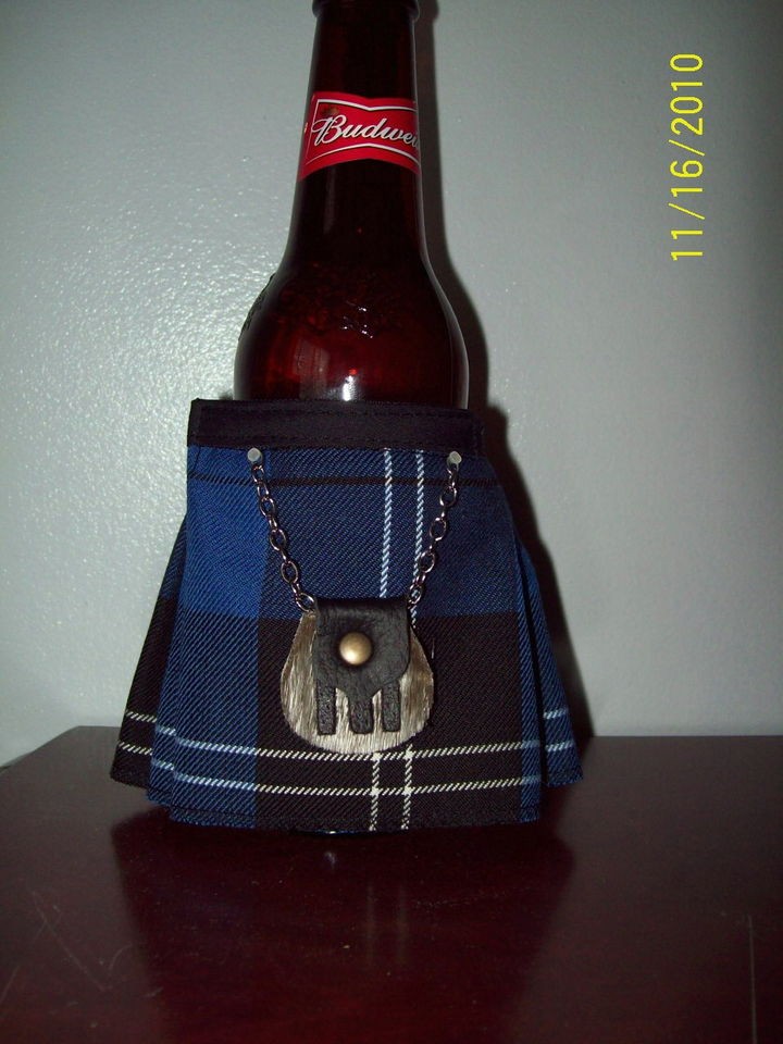 Ramsay Tartan Plaid Beer Bottle Koozie Kilt and Sporran Stocking 