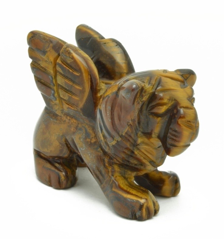 Carved Gemstone Animal Flying Lion   Tigers Eye  Collectible 