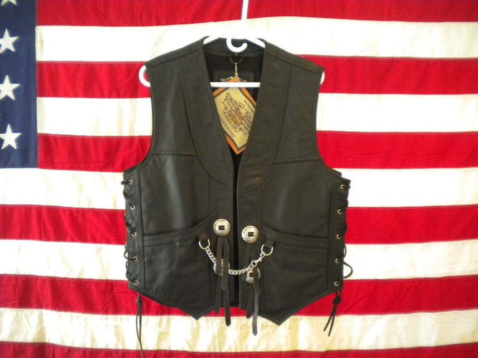 NEW Vintage Genuine Harley Davidson Mens Leather Gambler ll Vest Med 