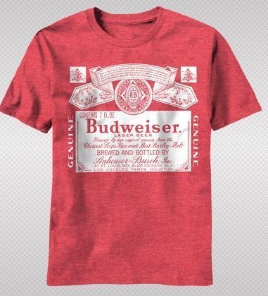 NEW Budweiser Beer Name Brand Logo Vintage Fade Look Beer Adult T 