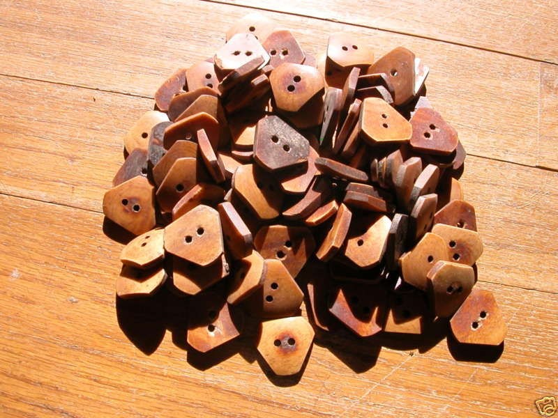 lot of 98 triangle shaped hand made bone buttons nepal