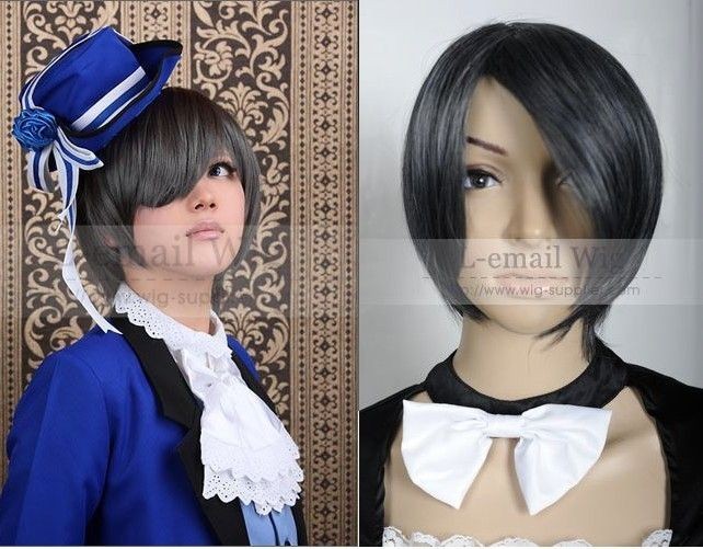   Phantomhive kuroshitsuji short black cos cosplay Party hair wig RW39