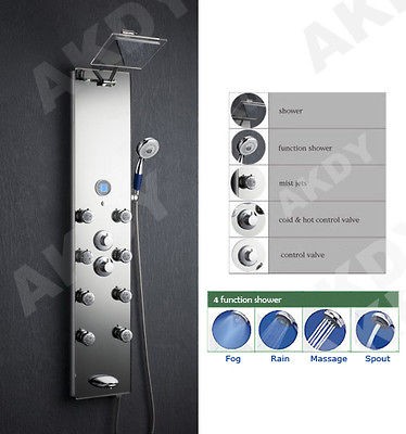 Tempered glass shower tower head & spout & functional jets panel tub 