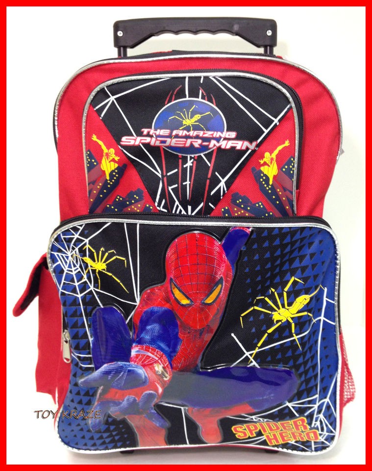   SPIDERMAN LARGE ROLLER ROLLING SCHOOL BACKPACK 16 SPIDER HERO NWT