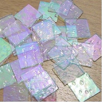 Clear Rainwater Iridized Mosaic Glass Tile   Square, Diamond, Border 