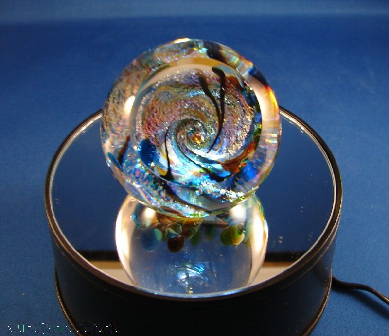 GLASS EYE STUDIO Night Sky Fireball Glass Paperweight Weight 569 