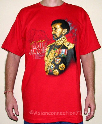 haile selassie roots rasta dub reggae t shirt xl red