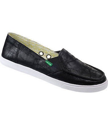 sanuk womens no stress slip on shoes black