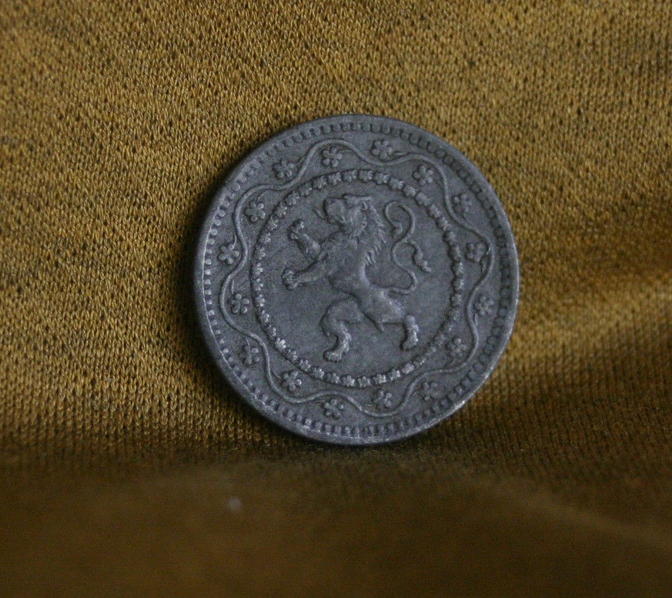 1916 belgium 10 centimes zinc world coin lion belgie km81