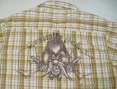 LOT 29 YOSEMITE SAM PLAID WESTERN COWBOY BUTTON UP SHIRT Sz Mens L